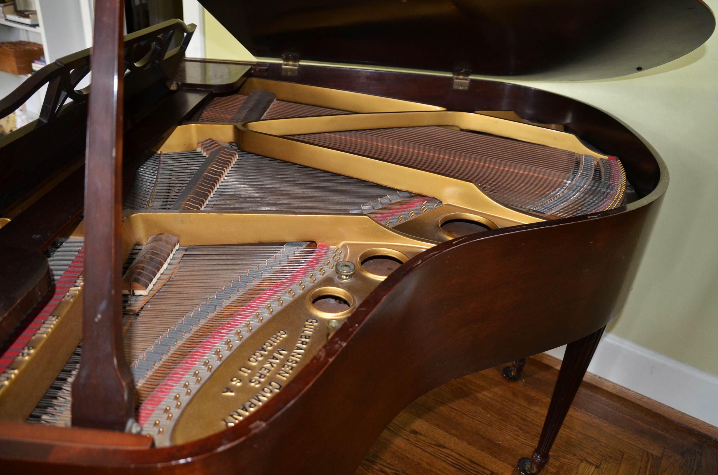 Gulbransen Company mahogany case baby grand piano.