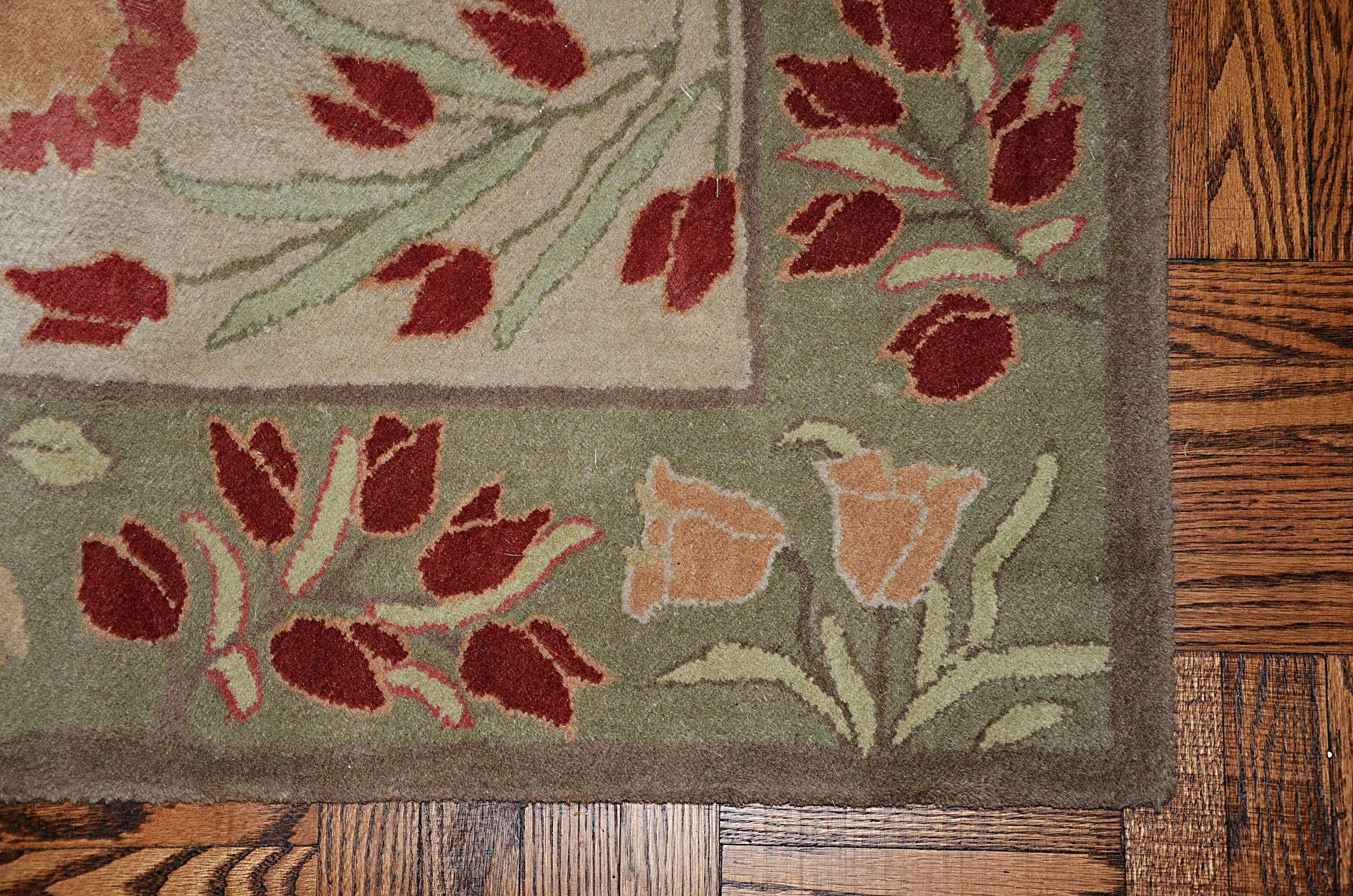 Pottery Barn Adeline Sage wool area rug.
