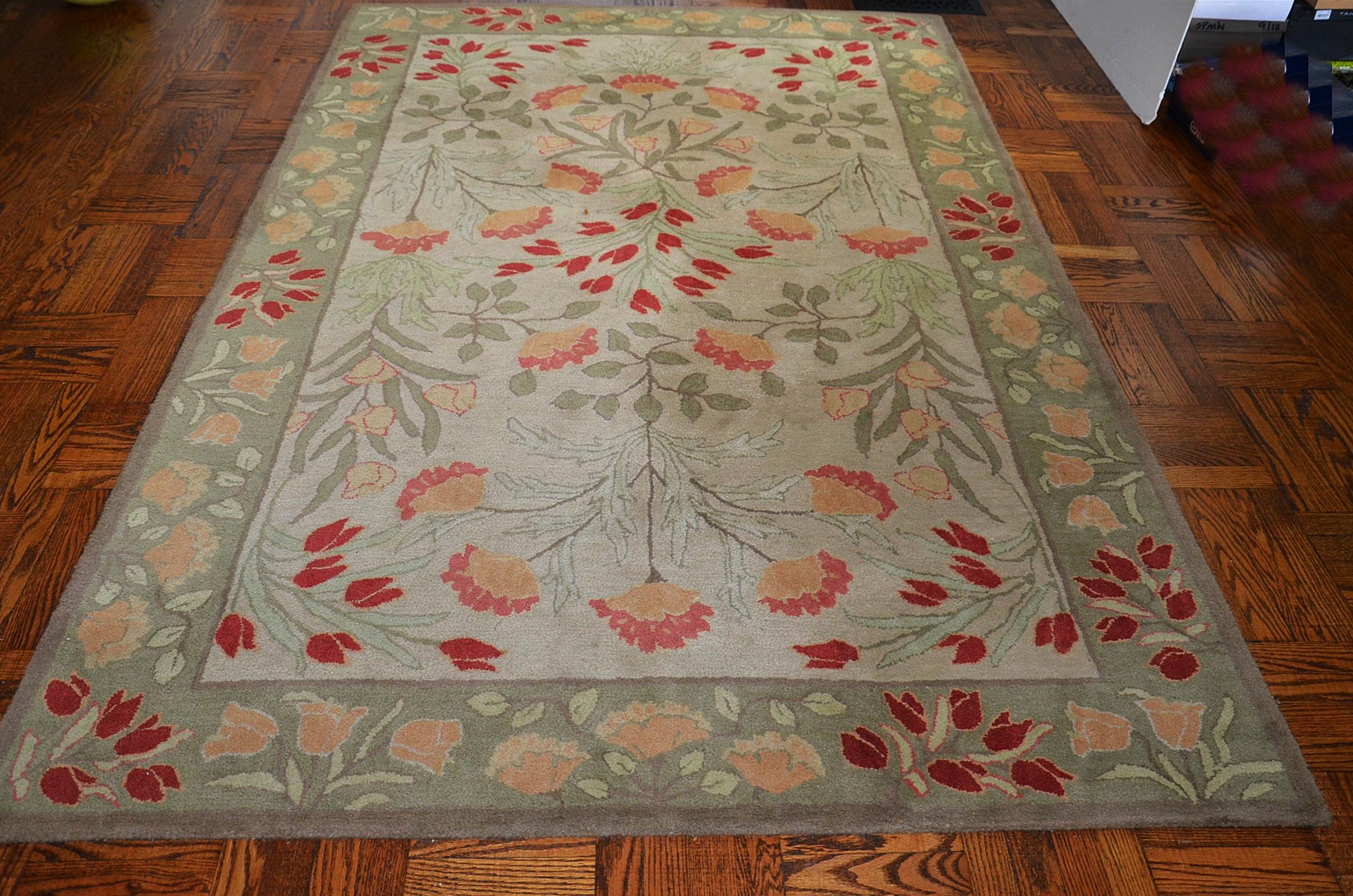 Pottery Barn Adeline Sage wool area rug.