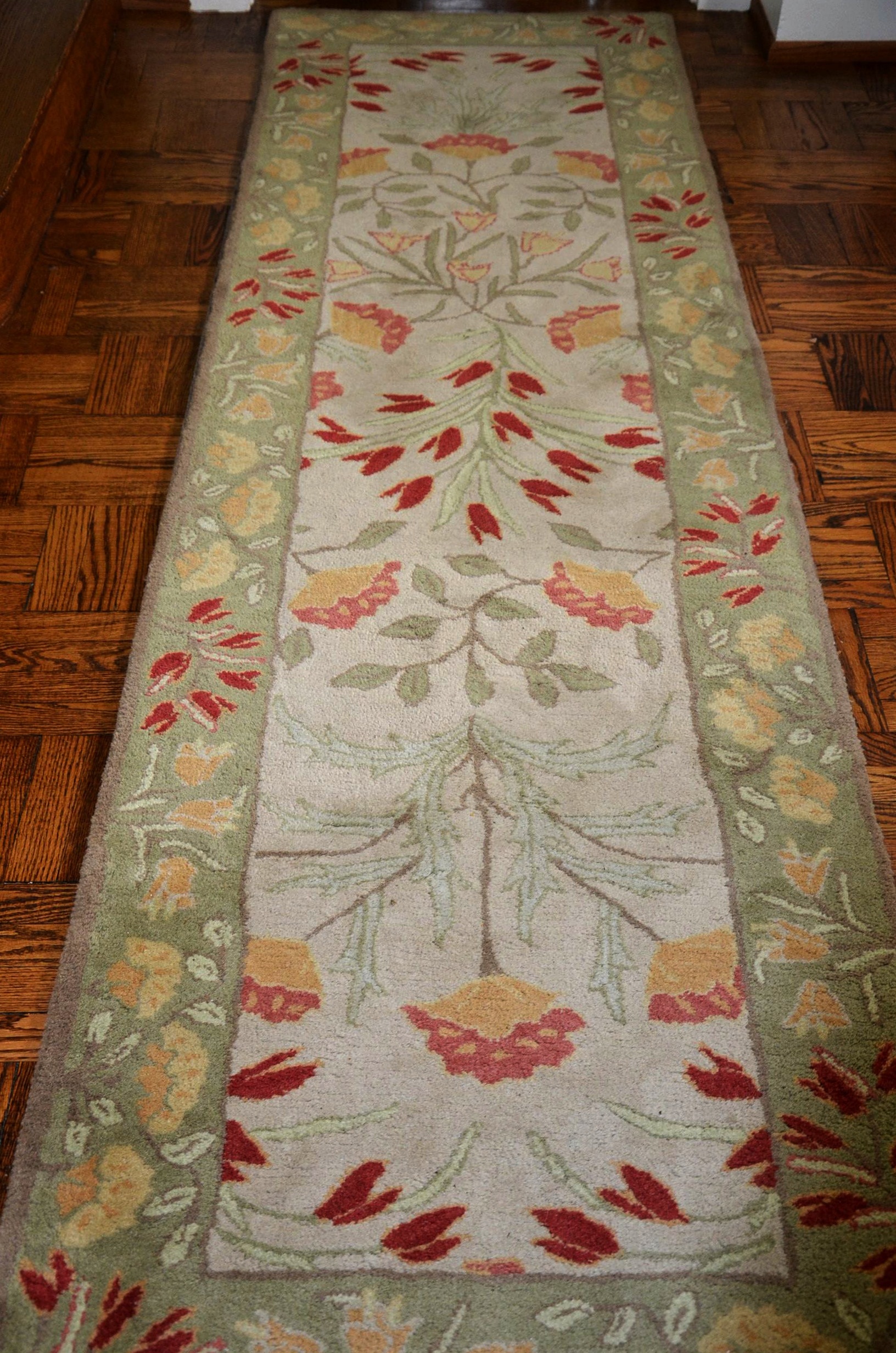 Pottery Barn Adeline Sage wool runner rug.