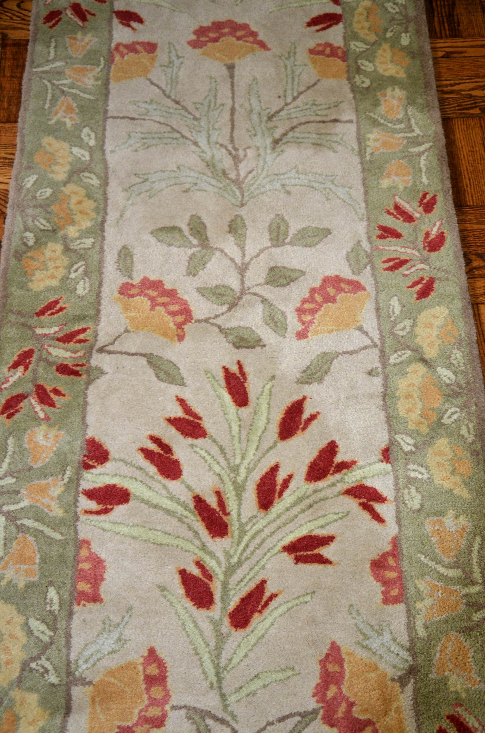 Pottery Barn Adeline Sage wool runner rug.