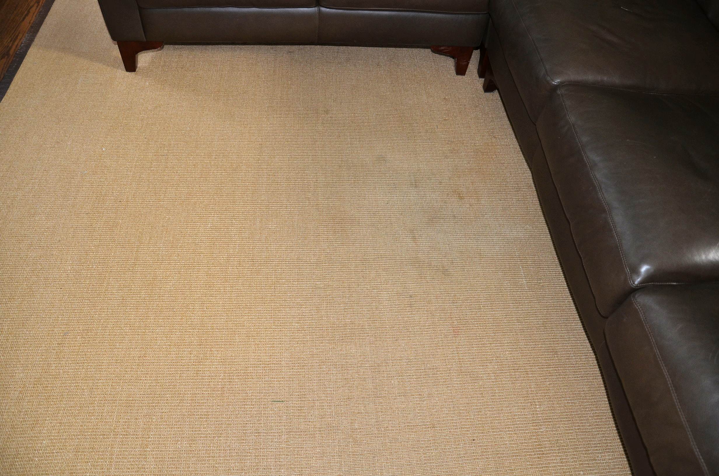 Restoration Hardware sisal rug with leather border.