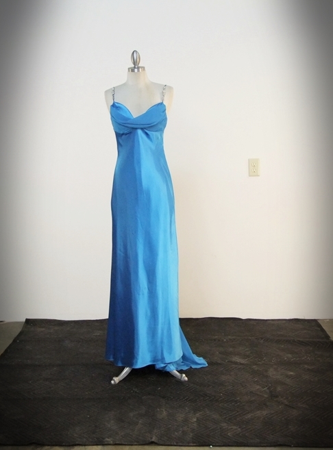 Betsy & Adam Aqua Blue Evening Dress by Linda Bernell 