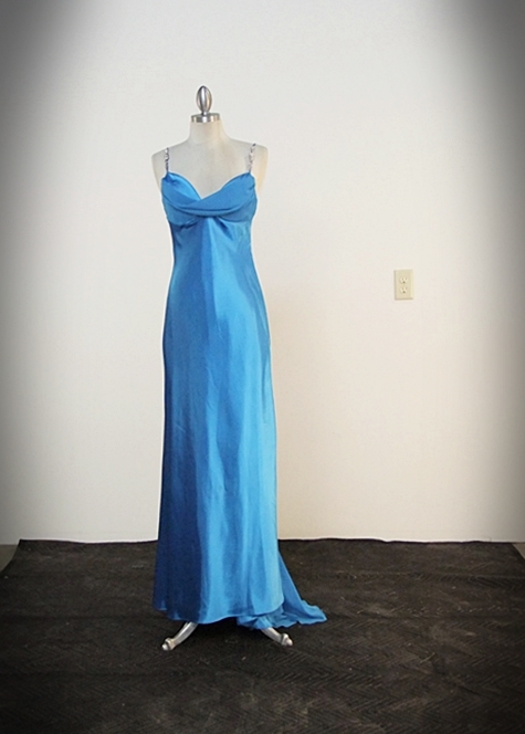 Betsy & Adam Aqua Blue Evening Dress by Linda Bernell 