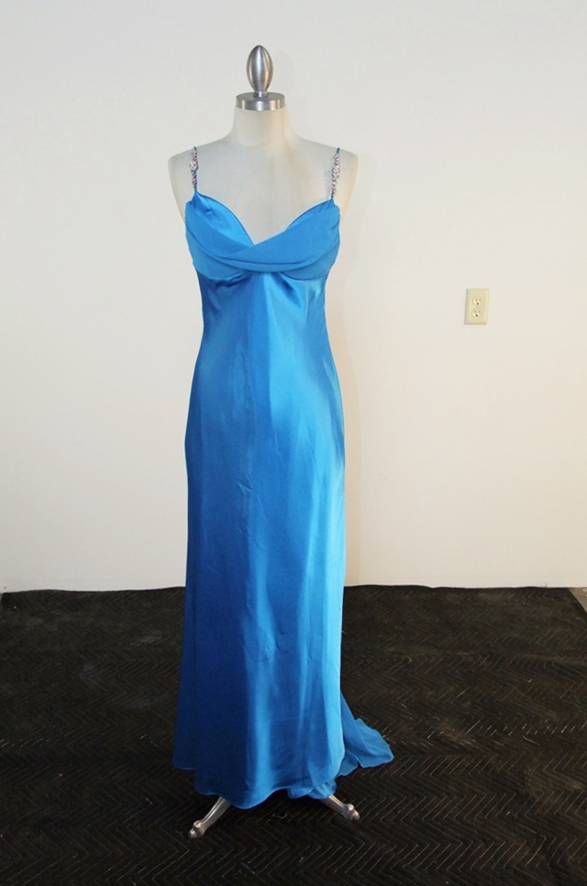 Betsy & Adam Aqua Blue Evening Dress by Linda Bernell 