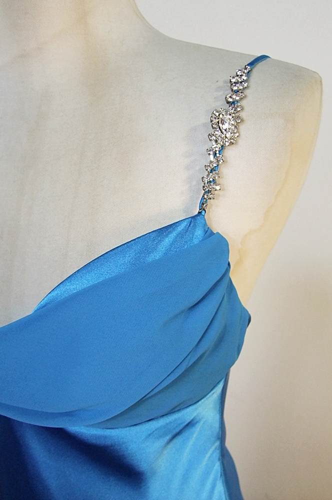 Betsy & Adam Aqua Blue Evening Dress by Linda Bernell 