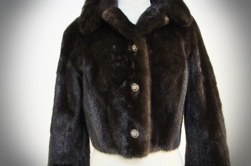 Vintage Genuine Deep Brown Mink Fur Bolero Jacket 