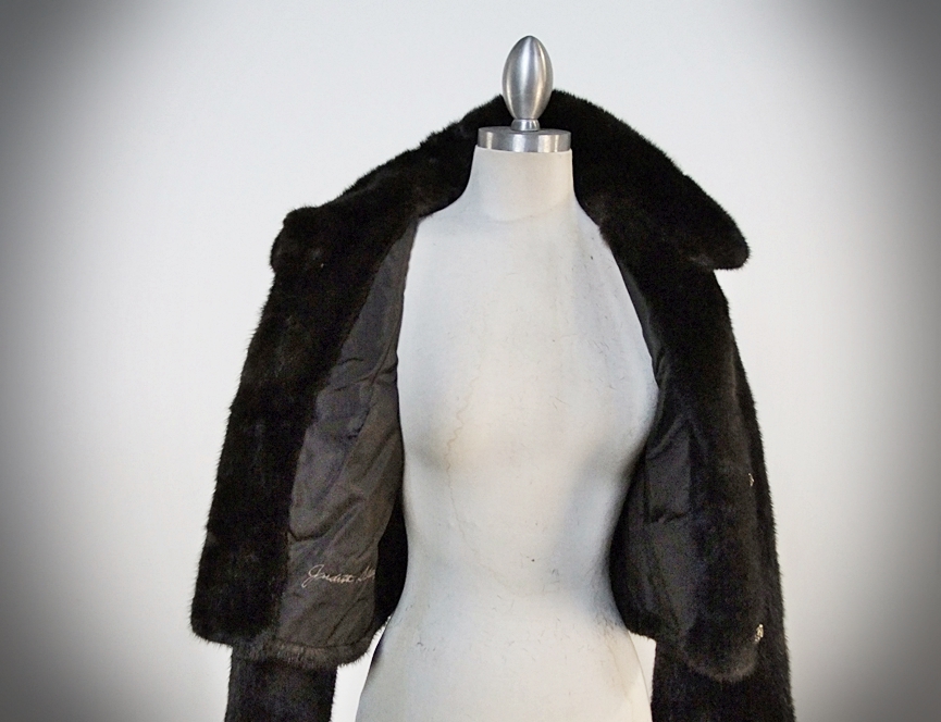 Vintage Genuine Deep Brown Mink Fur Bolero Jacket 