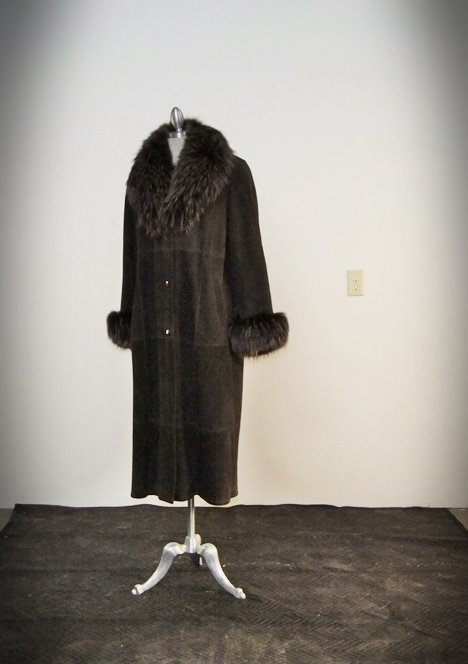 A Facimp Brown Suede Coat Trimmed In Rabbit Fur 