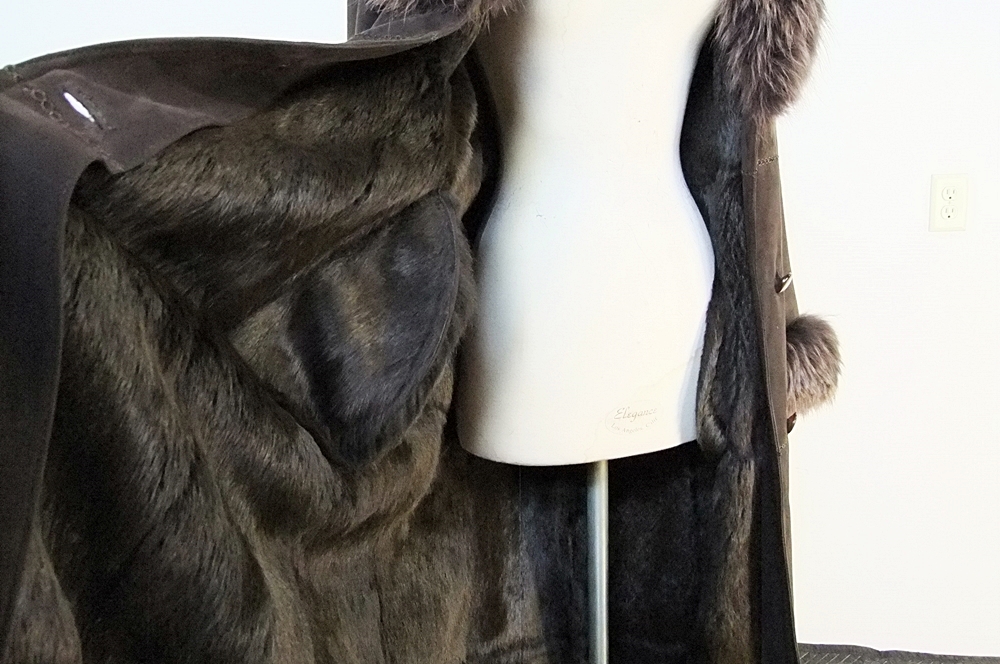 A Facimp Brown Suede Coat Trimmed In Rabbit Fur 