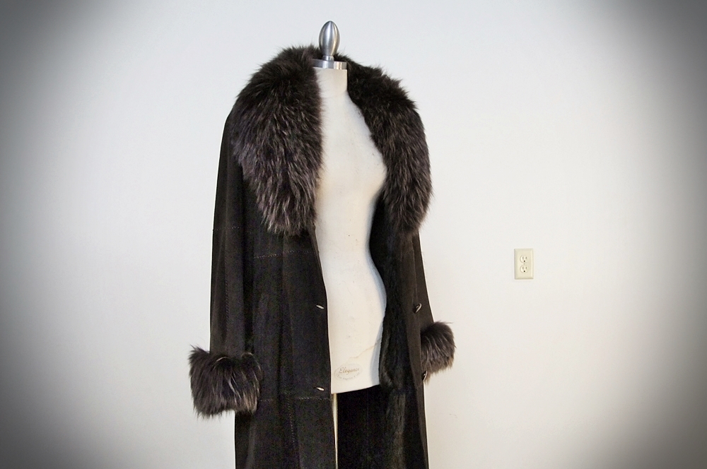 A Facimp Brown Suede Coat Trimmed In Rabbit Fur 