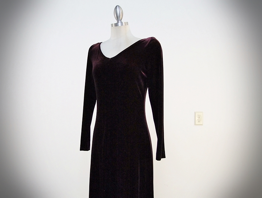 Linda Allard by Ellen Tracy Merlot Velvet Dress