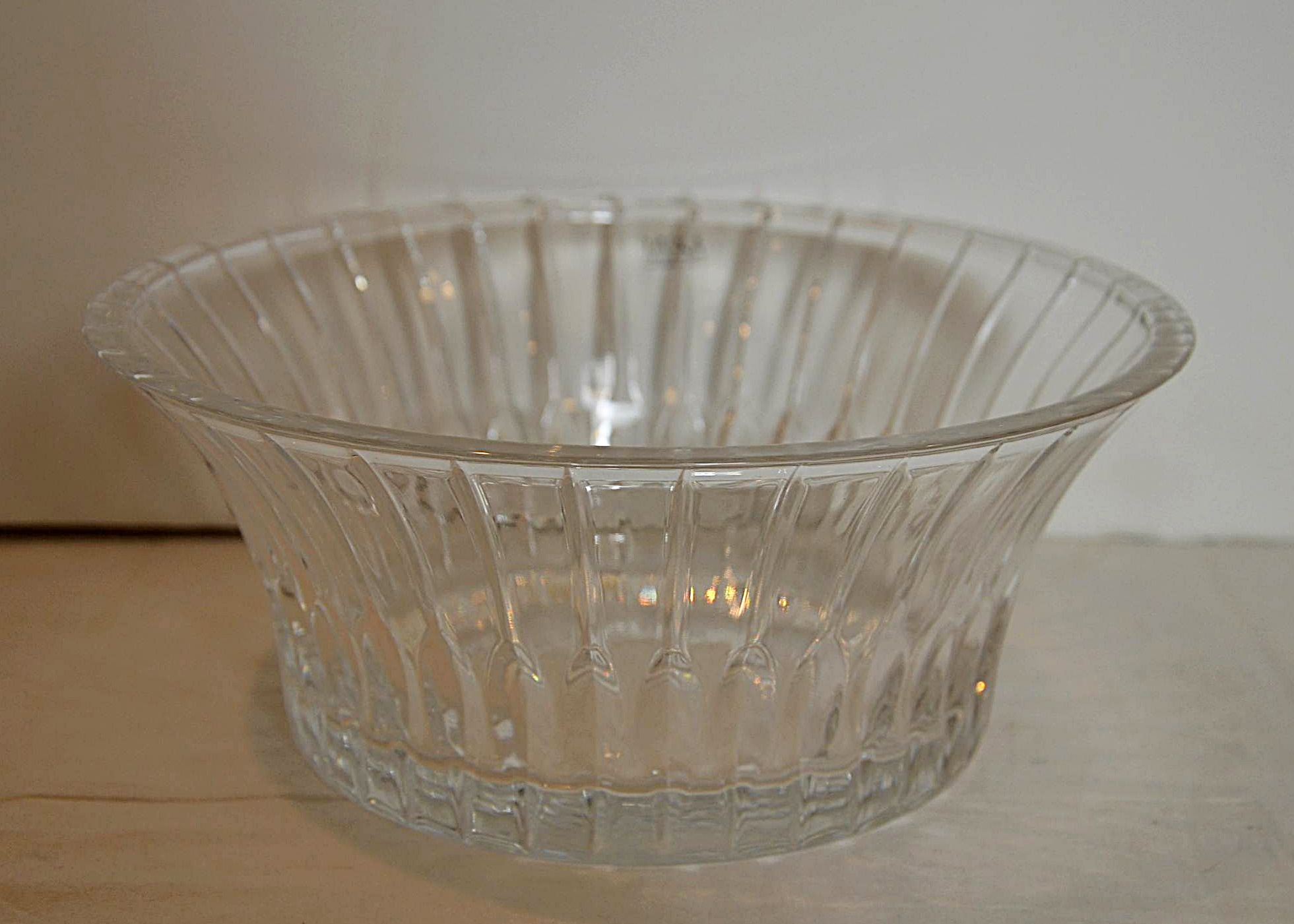 Three crystal serving bowls.