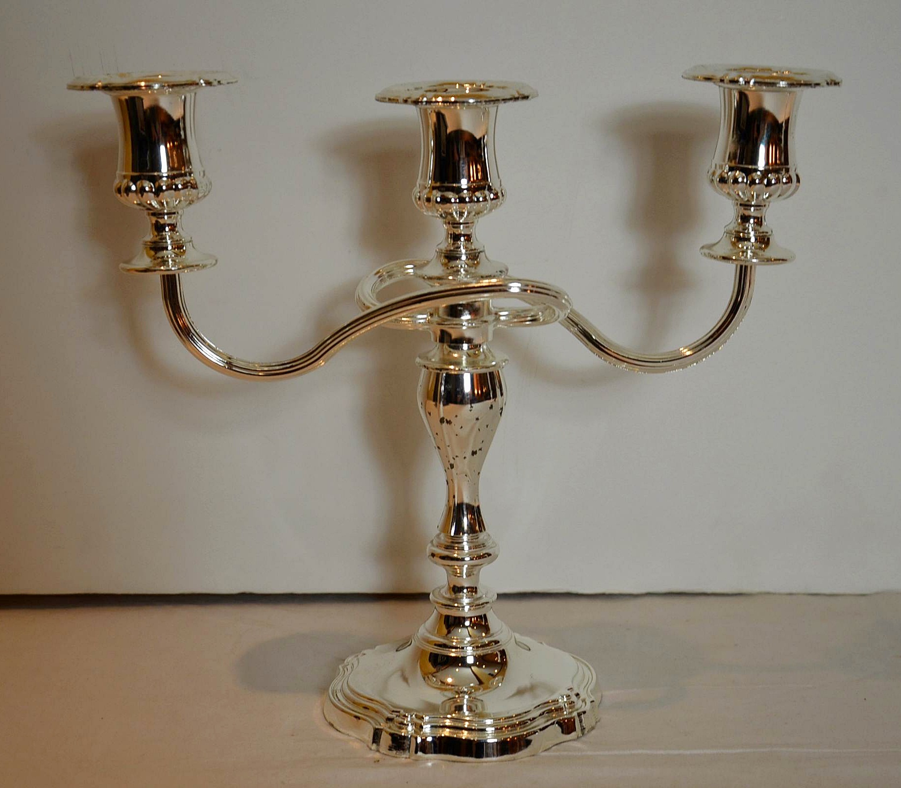 J.W. Bonser Ltd. silver tone candelabra pair.