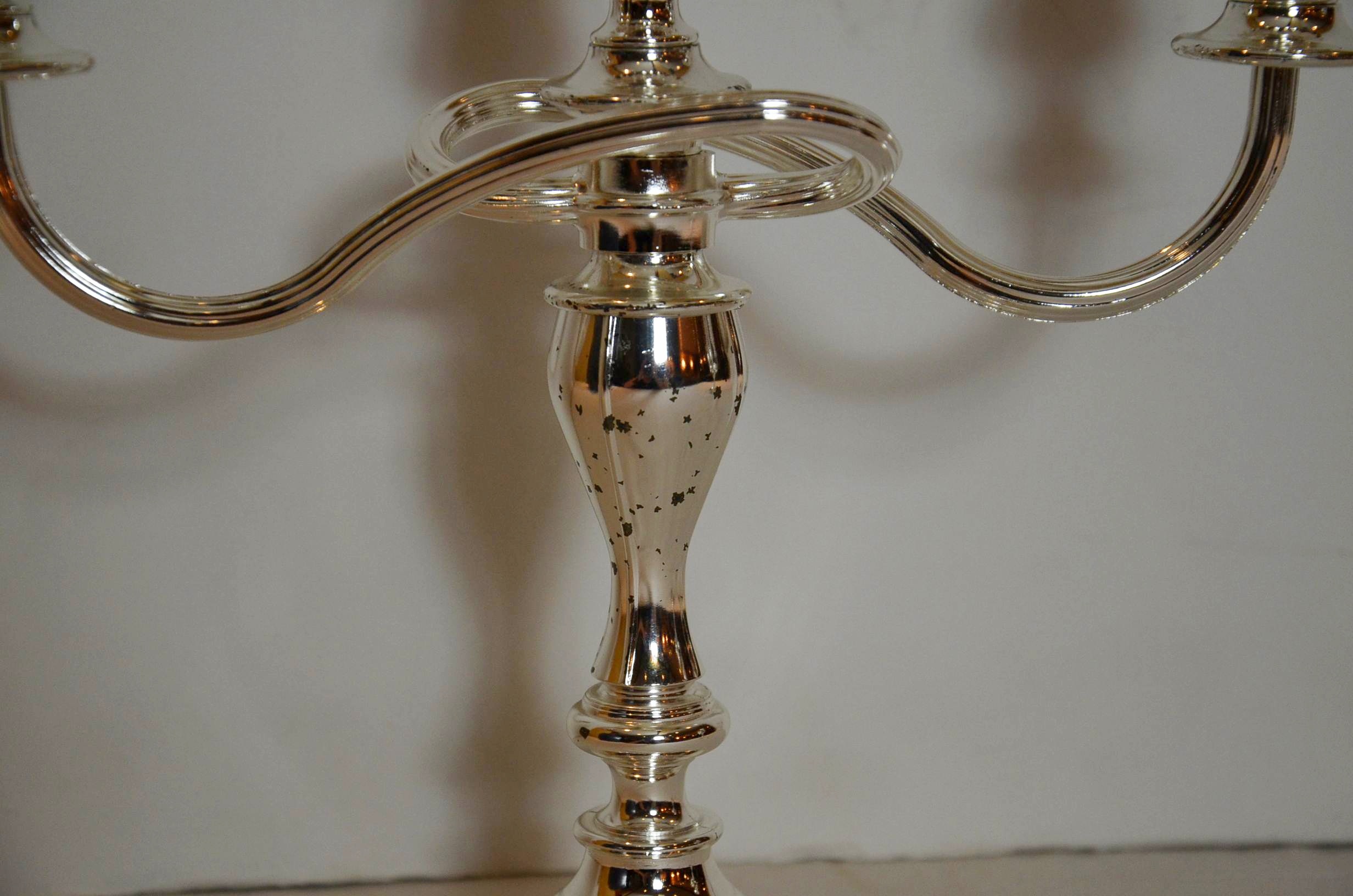 J.W. Bonser Ltd. silver tone candelabra pair.