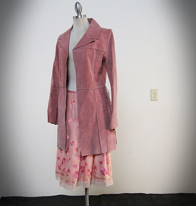 Arden B Pink Suede Jacket And Cynthia Steffe Embroidered Skirt 