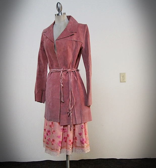 Arden B Pink Suede Jacket And Cynthia Steffe Embroidered Skirt 