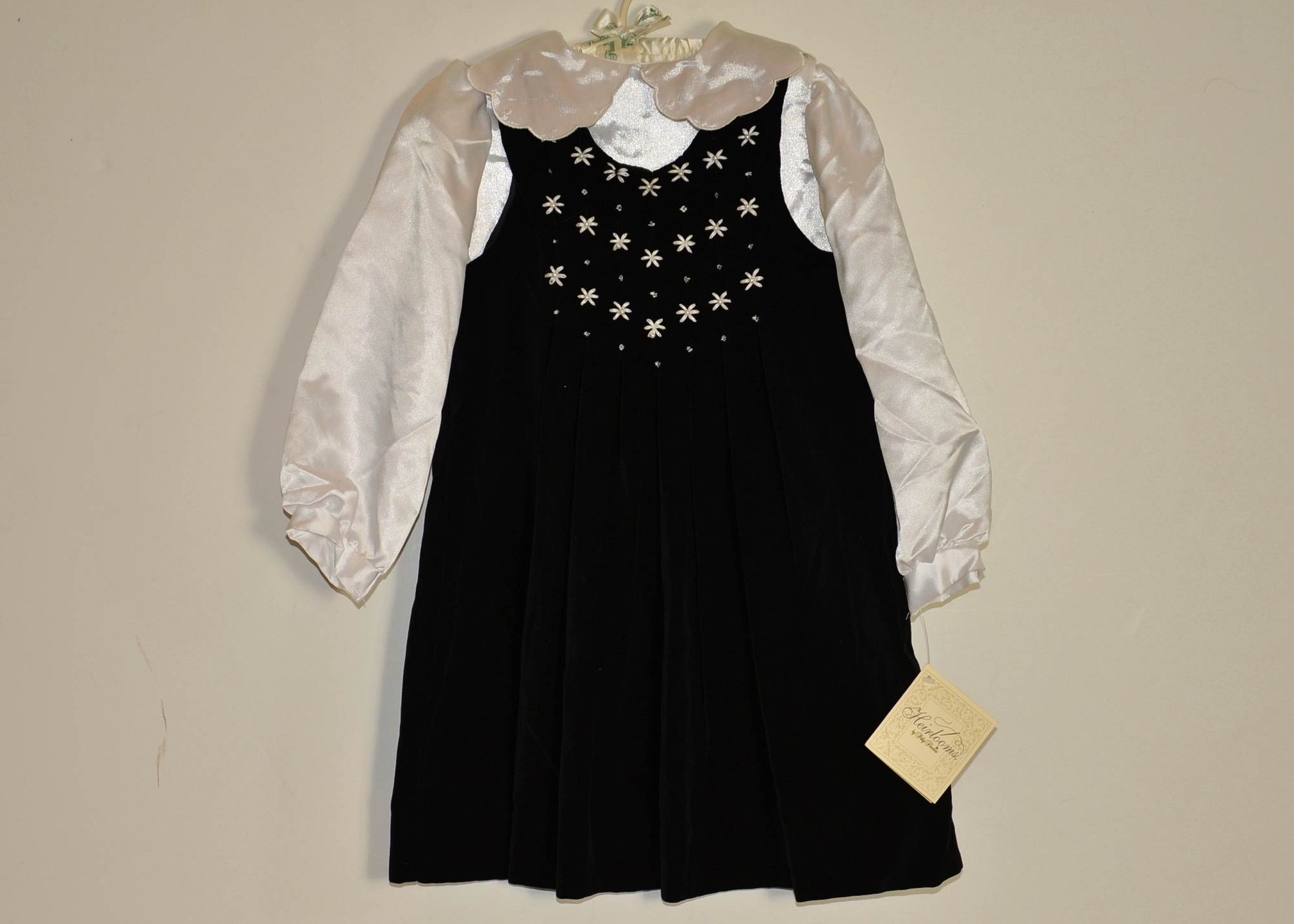 Vintage Polly Flinders black velvet dress.