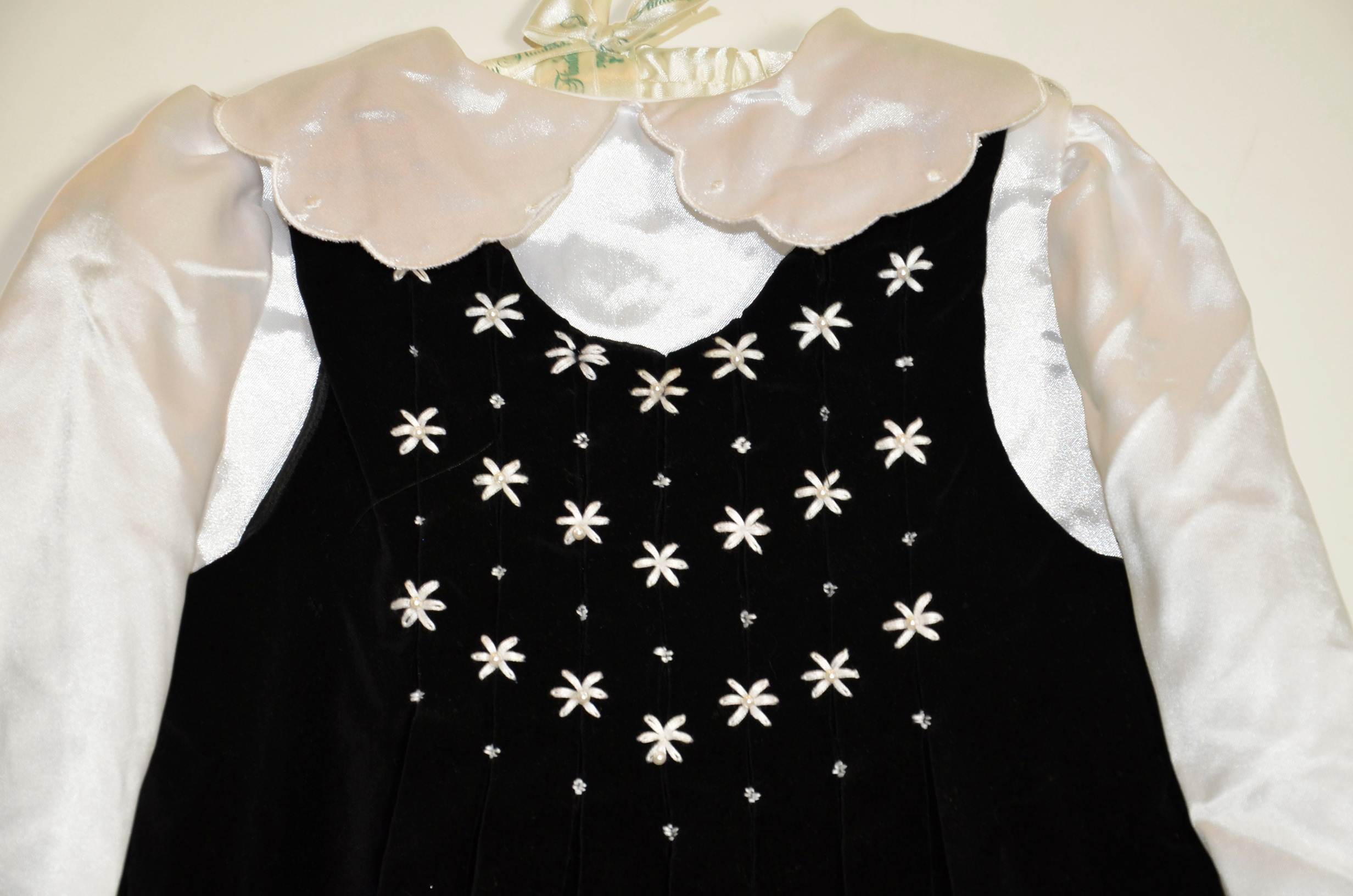 Vintage Polly Flinders black velvet dress.