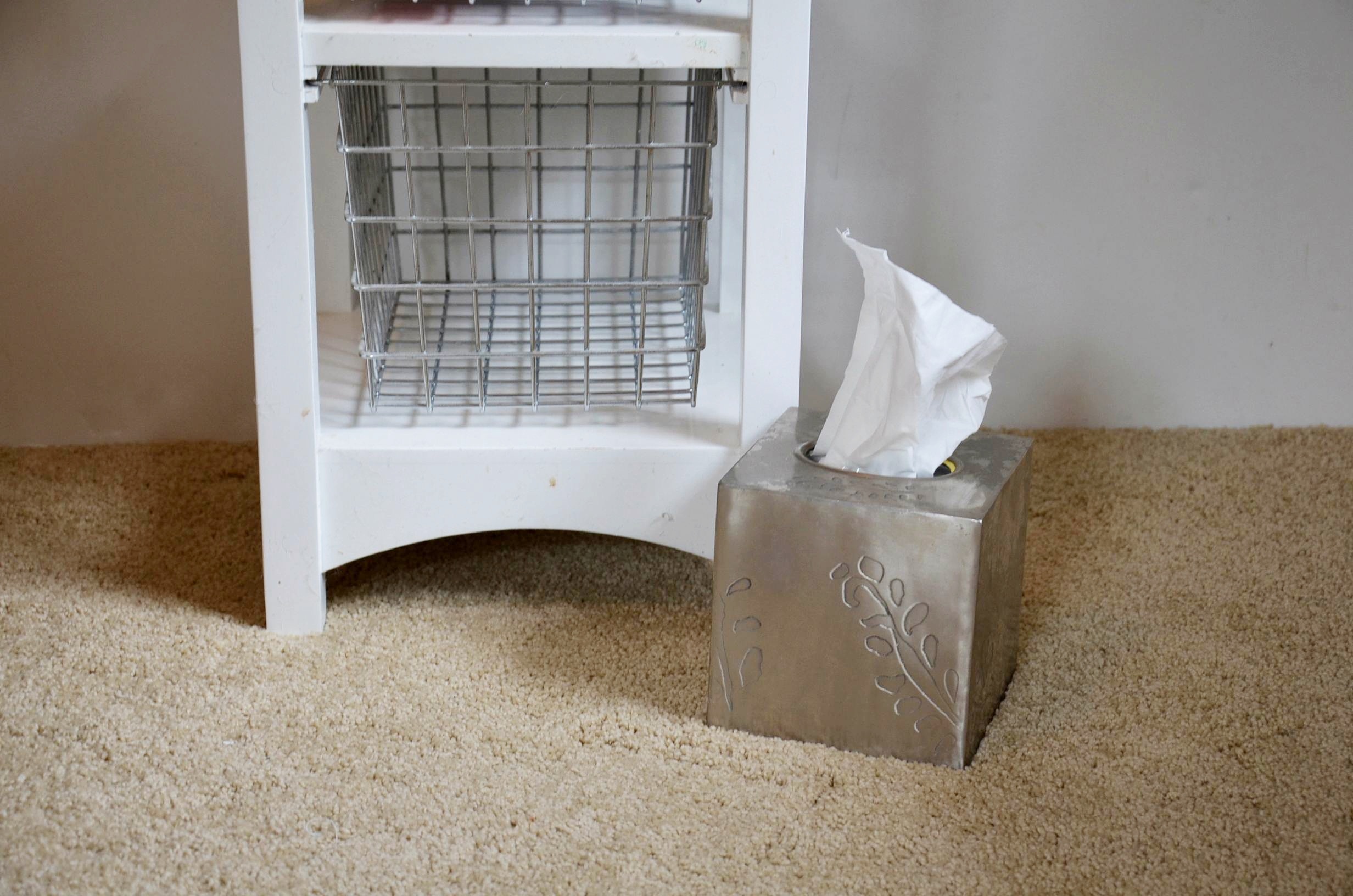 White laminate shelf. 