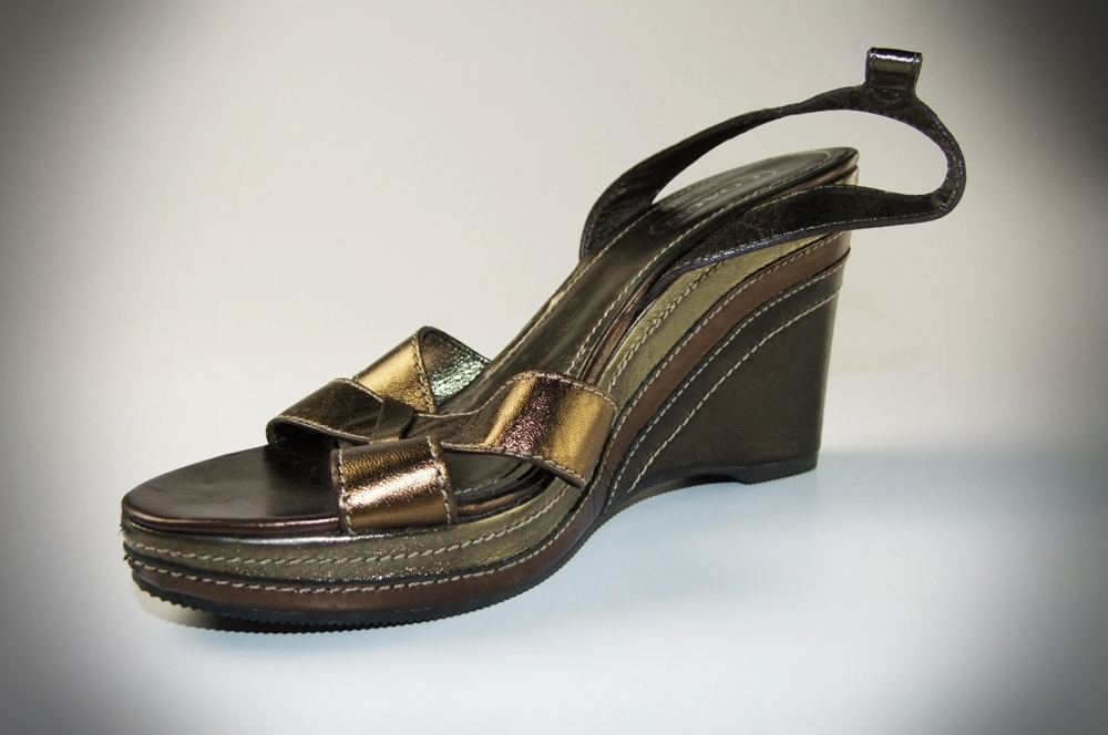 Coach Leather Open Toe 4" Wedge Heels