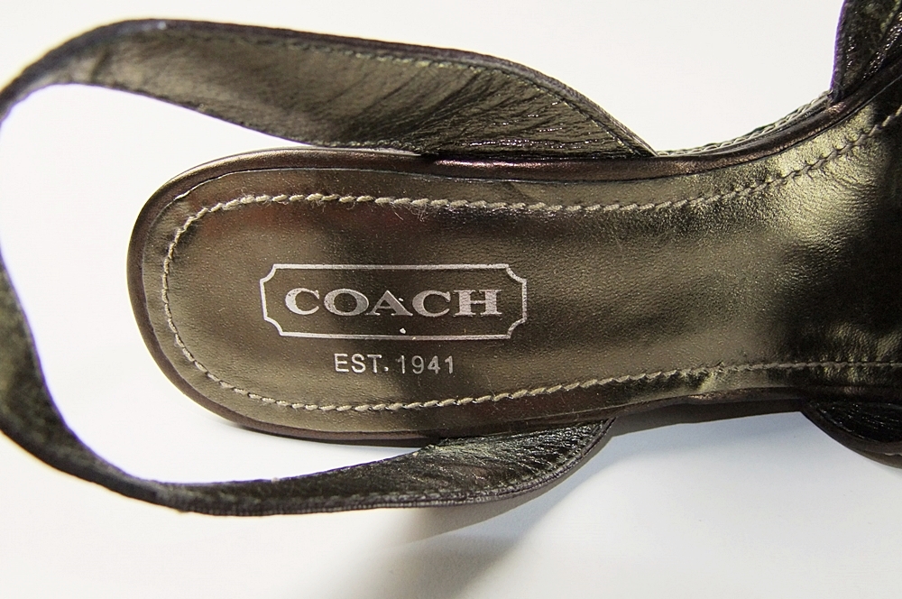 Coach Leather Open Toe 4" Wedge Heels