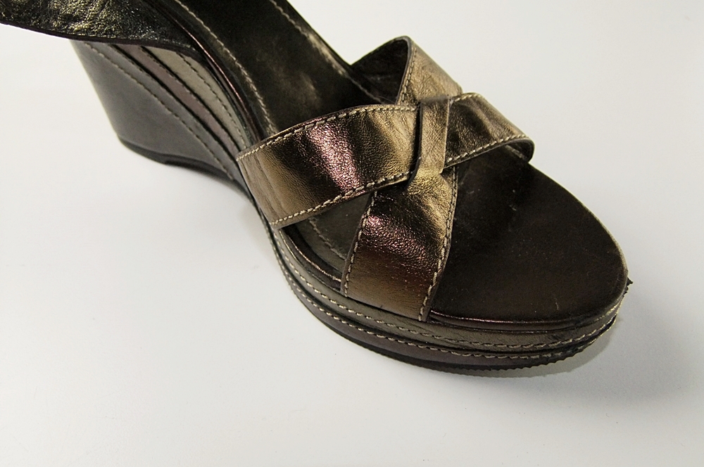 Coach Leather Open Toe 4" Wedge Heels