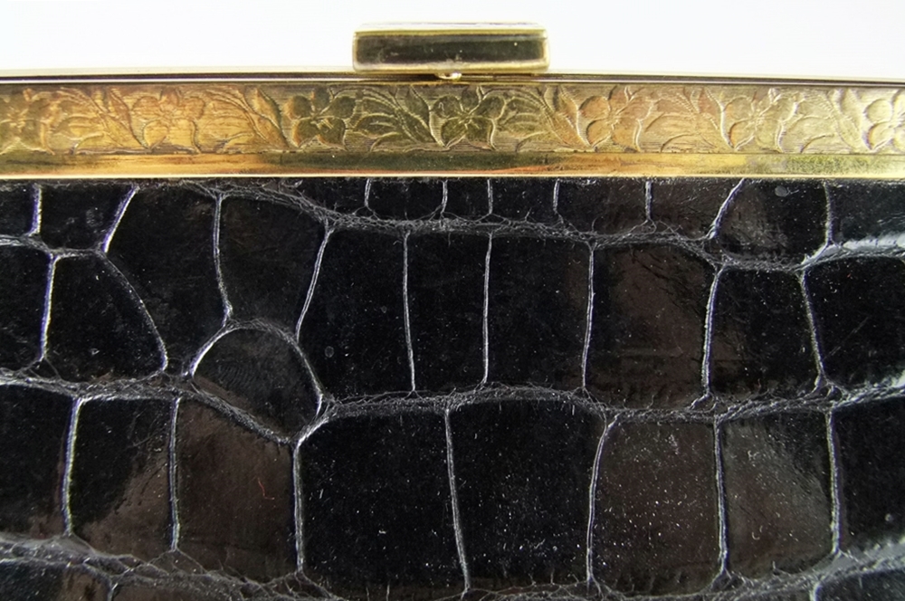 Black Crocodile Leather Handbag