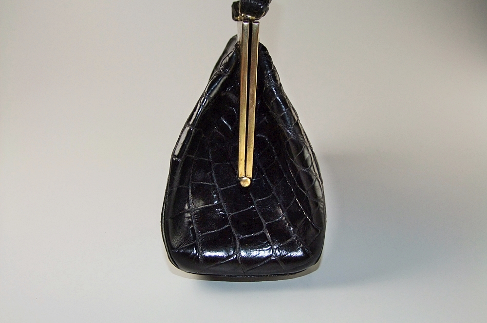 Black Crocodile Leather Handbag