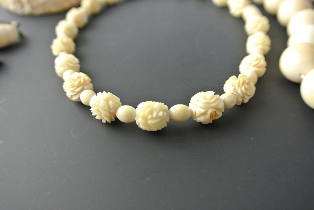 Vintage Real Ivory Jewelry Set