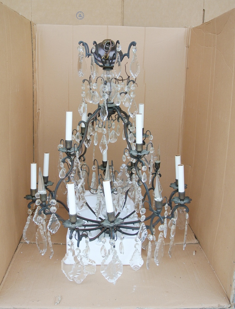 Vintage Double Tier Crystal Chandelier