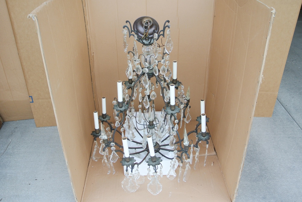 Vintage Double Tier Crystal Chandelier