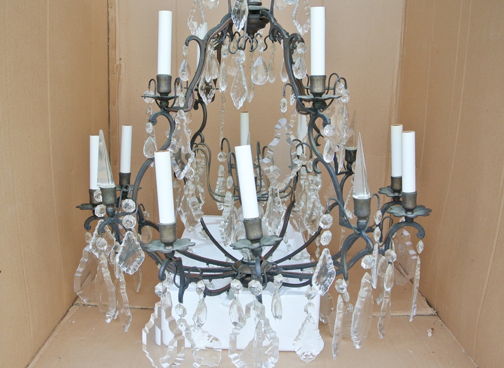 Vintage Double Tier Crystal Chandelier
