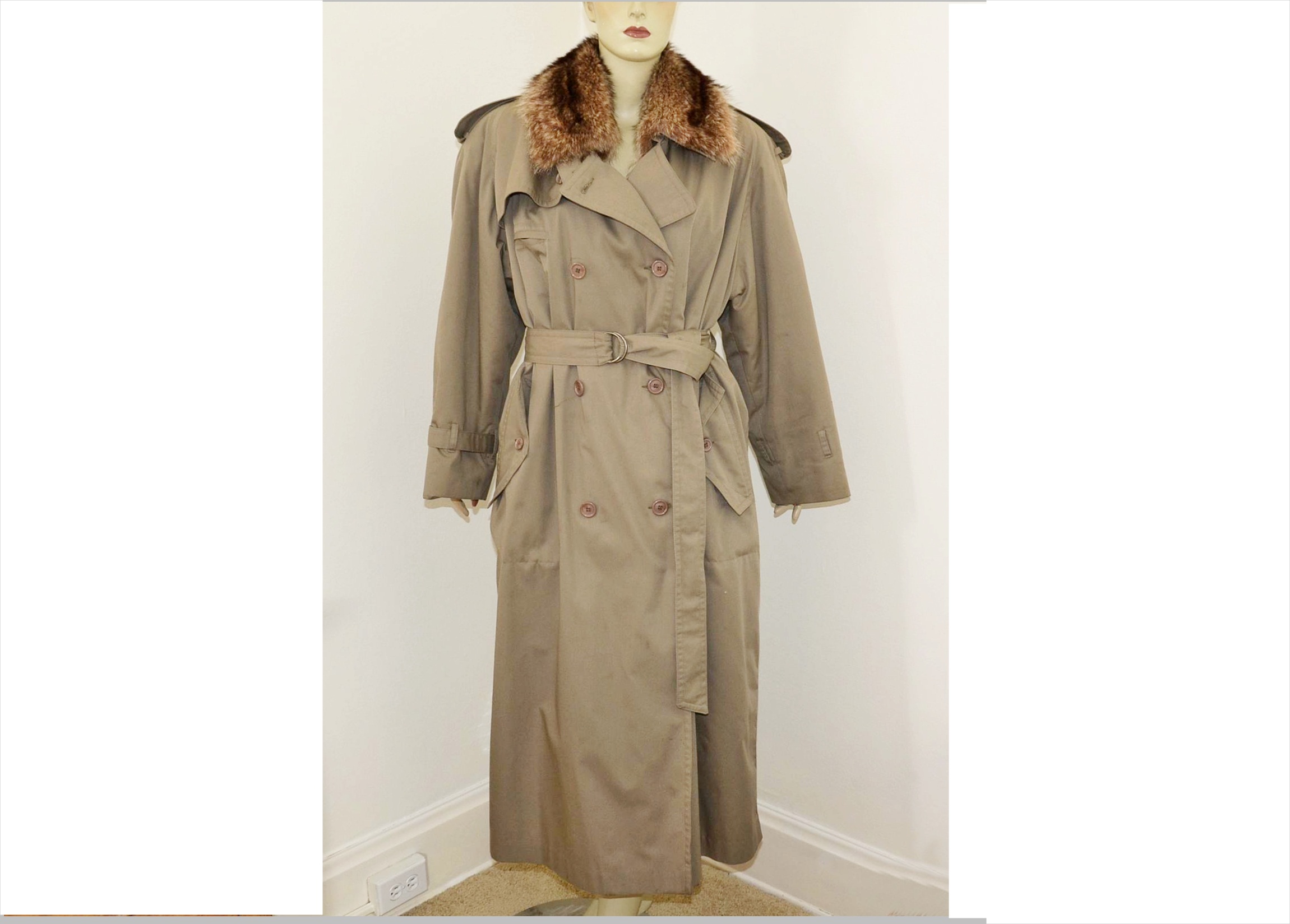 Lady Western of Canada trench coat with fur lining.
