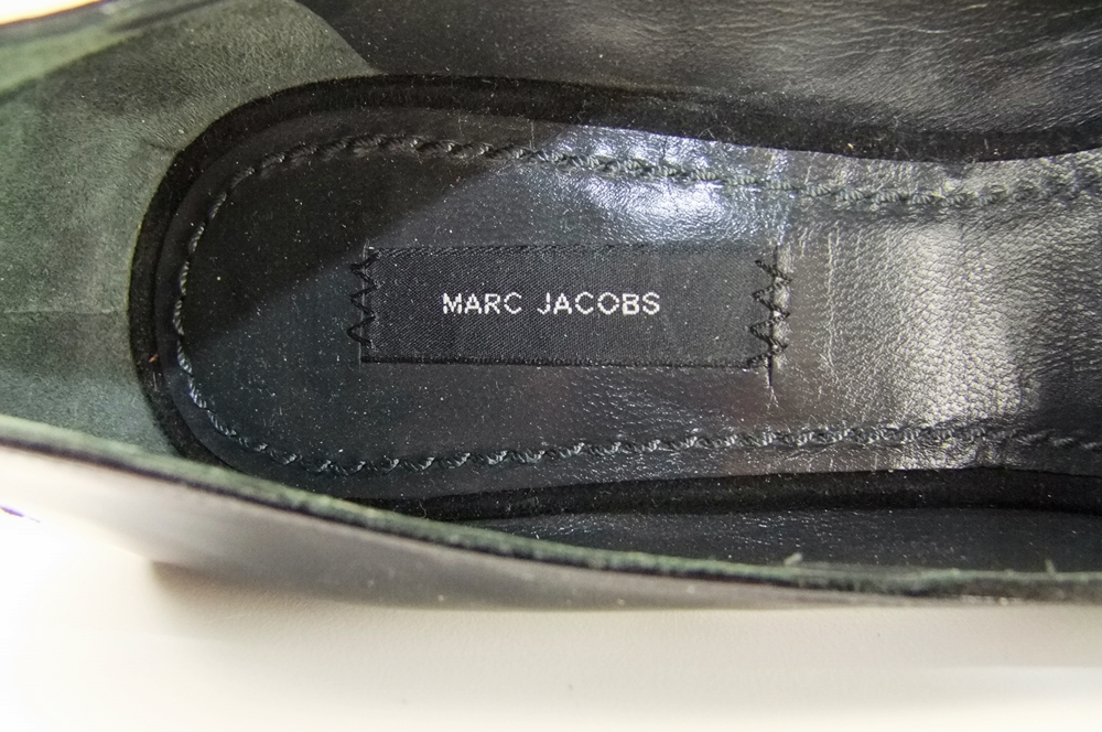 Marc Jacobs Black Patent Leather Open Toe Heels 