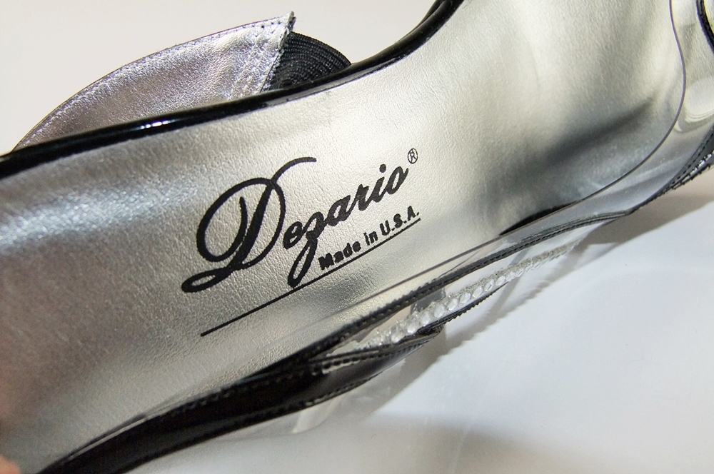 Dezario Bejeweled Black Patent And Lucite 3" Heels