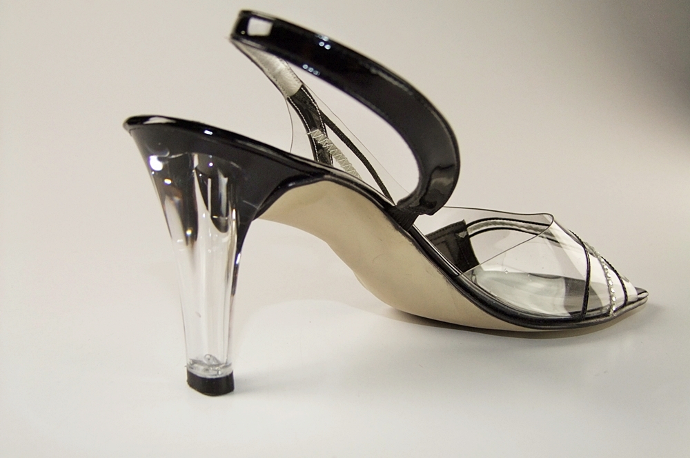 Dezario Bejeweled Black Patent And Lucite 3" Heels