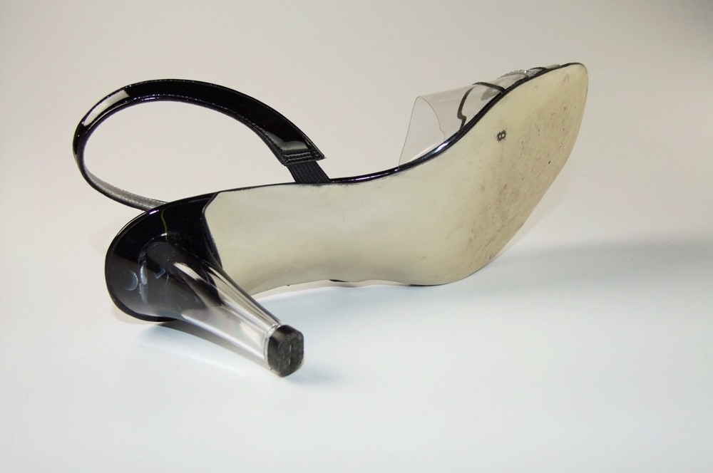 Dezario Bejeweled Black Patent And Lucite 3" Heels