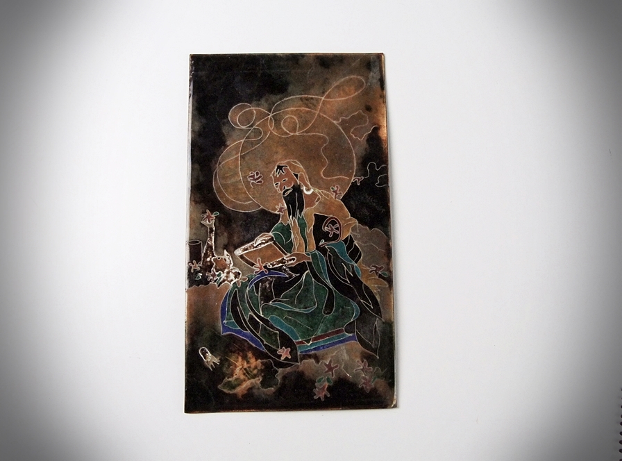 Enameled On Copper Hair Comb And Plaque