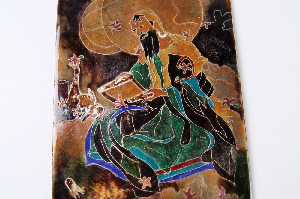 Enameled On Copper Hair Comb And Plaque