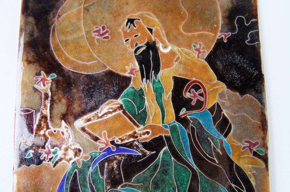 Enameled On Copper Hair Comb And Plaque