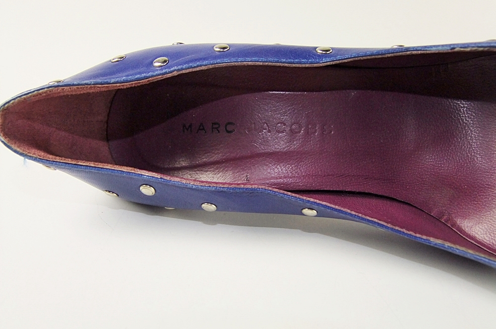  Marc Jacobs Royal Blue Leather Heels With Silvertone Studs