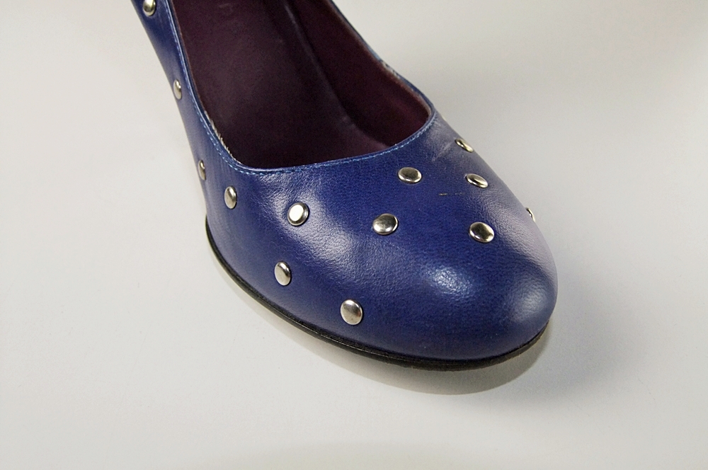  Marc Jacobs Royal Blue Leather Heels With Silvertone Studs