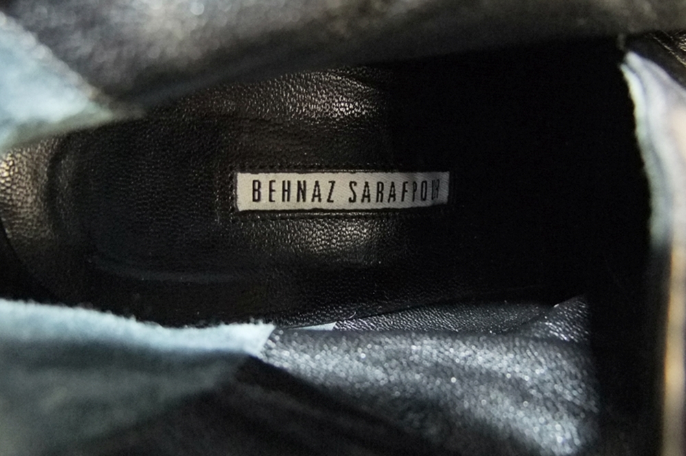 Behnaz Sarafpour Black Calf Skin Leather Lace Up Boots