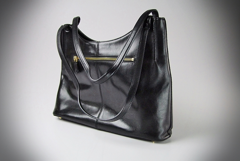 Black Leather Monsac Handbag