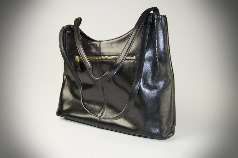 Black Leather Monsac Handbag