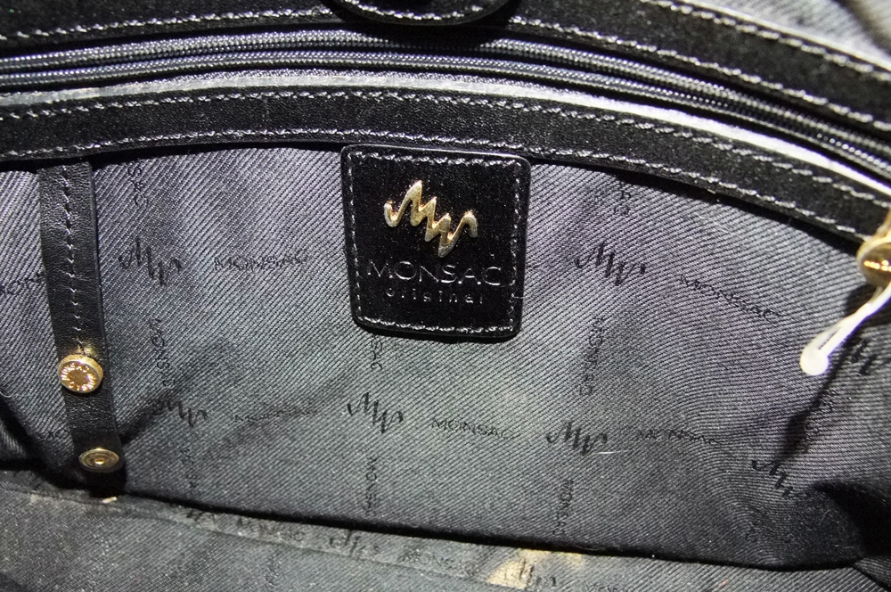 Black Leather Monsac Handbag
