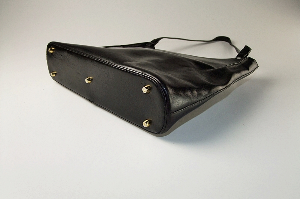 Black Leather Monsac Handbag