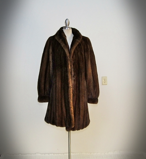 Natural Brown Genuine Mink Fur Coat