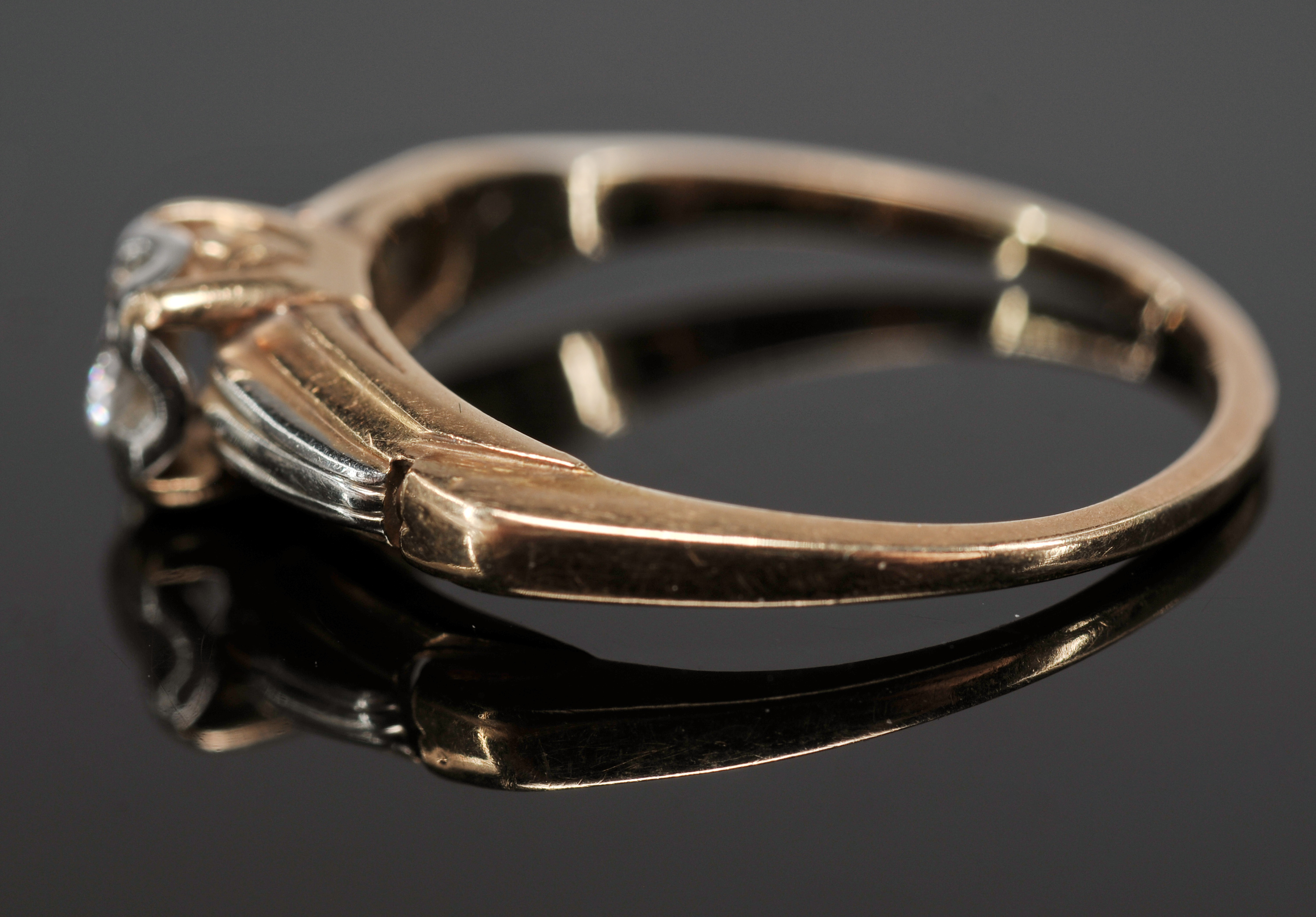 14 K two Tone Gold And Diamond Ring